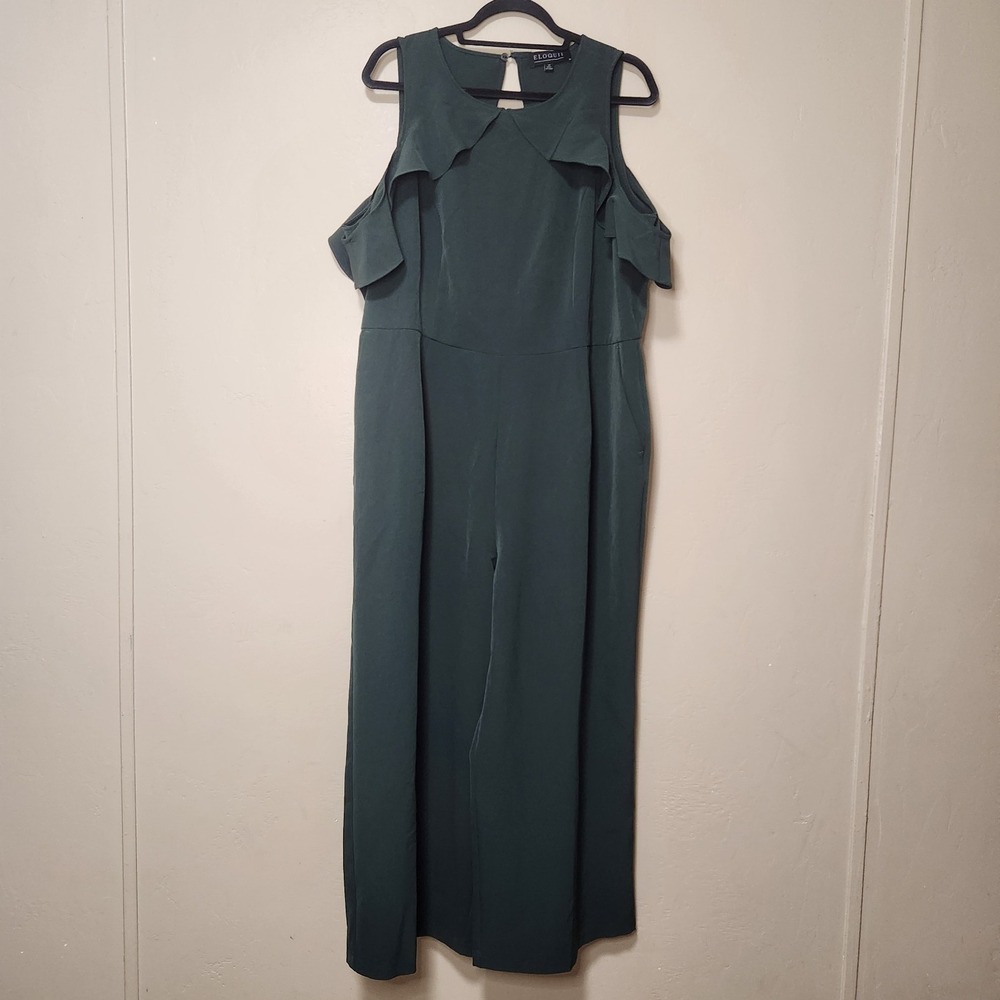 Eloquii‎ Green Cold Shoulder Jumpsuit Womens Size 18